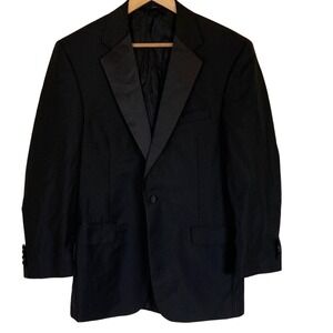 Jos A Bank Black Tuxedo Blazer Jacket‎ Formal 1-Btn Notch Lapel 40R
